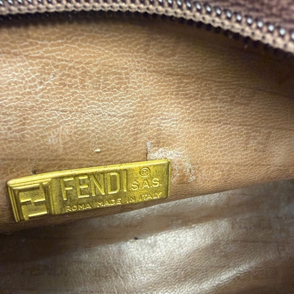Fendi FF Logo Cosmetic Pouch in Brown and Tan - Picture 9 of 11